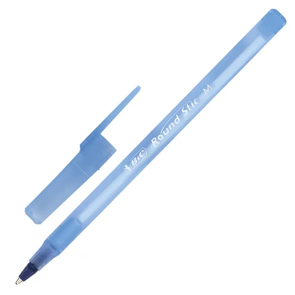 Набор масляных ручек 60 шт, 0,4 мм, синие Round Stic M BIC (bc921403/3086123269811/3086123256378) - Фото 1