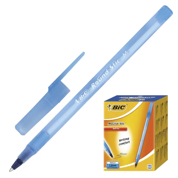 Ручка масляна 0,4 мм синя Round Stic M BIC (3086123269811/3086123256378) - Фото 5