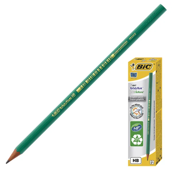 Карандаш графитовый HB, зеленый Evolution BIC (bc8803112/3086124000291) - Фото 1