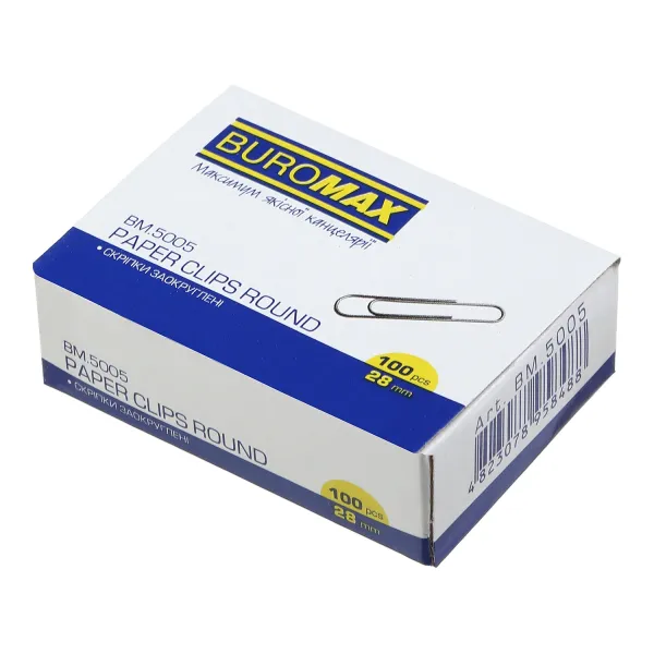 Скрепки никелированные 28 мм, 100 шт, круглые Buromax (BM.5005) - Фото 5