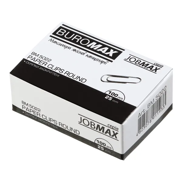 Скрепки оцинкованные 25 мм, 100 шт, круглые Jobmax Buromax (BM.5022) - Фото 6