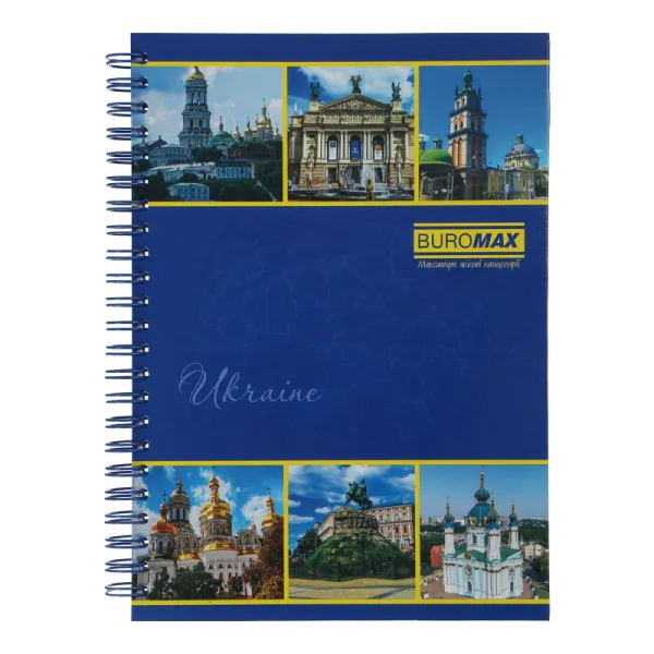 Блокнот на пружине А5, 96 л, клетка, ассорти My Country Buromax (BM.2412) - Фото 3