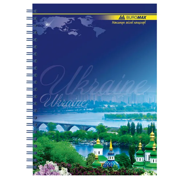 Блокнот на пружине А5, 96 л, клетка, ассорти My Country Buromax (BM.2412) - Фото 2