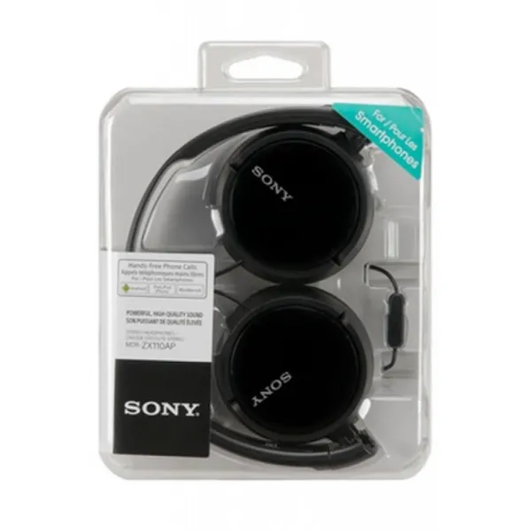 Наушники проводные MDR-ZX110AP черные Sony (MDRZX110APB.CE7) - Фото 1