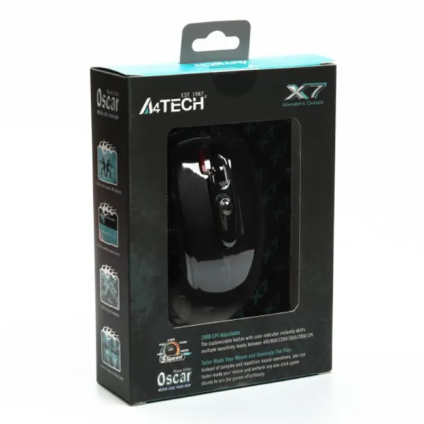 Мышь USB игровая Oscar чёрная A4Tech (X-710BK USB (Black)) - Фото 1