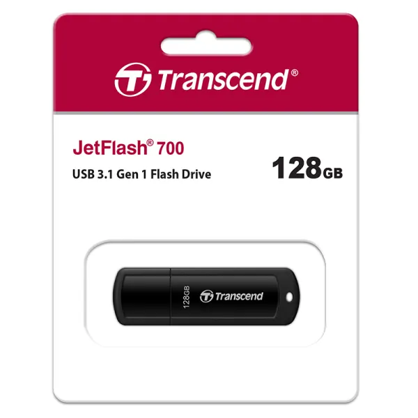 Накопичувач USB 3.1 Type-A 128GB JetFlash 700 чорний Transcend (TS128GJF700) - Фото 2