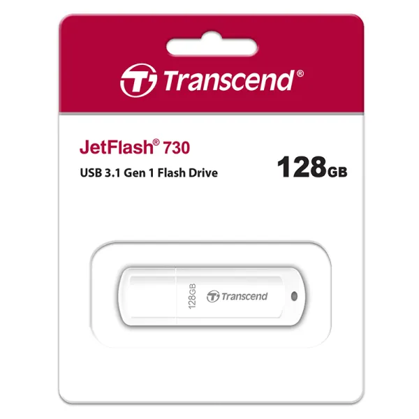 Накопитель USB 3.1 Type-A 128GB JetFlash 730 белый Transcend (TS128GJF730) - Фото 1