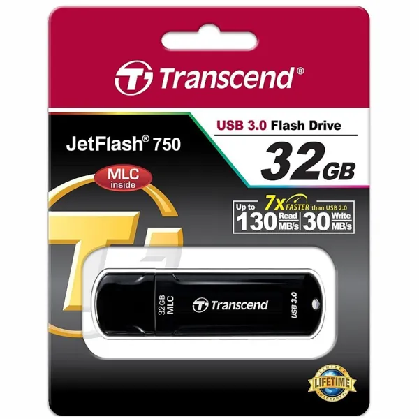 Накопитель USB 3.1 Type-A 32GB JetFlash 750 черный Transcend (TS32GJF750K) - Фото 2