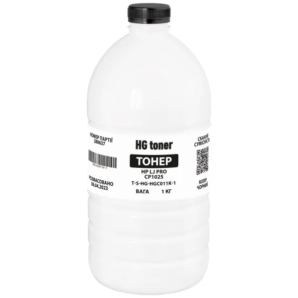 Тонер HP LJ Pro CP1025 флакон, 1 кг, чорний HG toner (TSM-HGC011K-1) - Фото 4