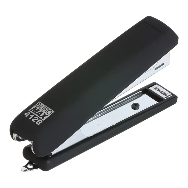 Степлер пластиковый, 12 листов, скобы №10, черный Rubber Touch Buromax (BM.4128-01) - Фото 1
