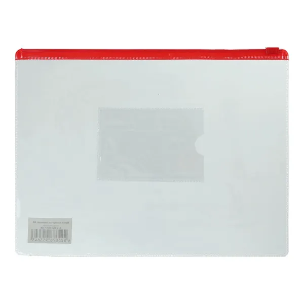 Папка-конверт на молнии А5, глянцевая, прозрачная, красная Buromax (BM.3947-05) - Фото 4