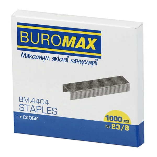 Скобы №23/8 1000 шт Люкс Buromax (BM.4404) - Фото 1
