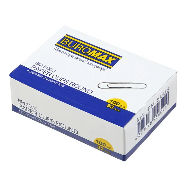 Скрепки никелированные 33 мм, 100 шт, круглые Buromax (BM.5003) - Фото 11