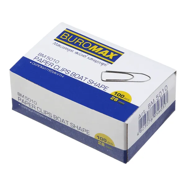 Скрепки никелированные 28 мм, 100 шт, пятиугольные Buromax (BM.5010) - Фото 12