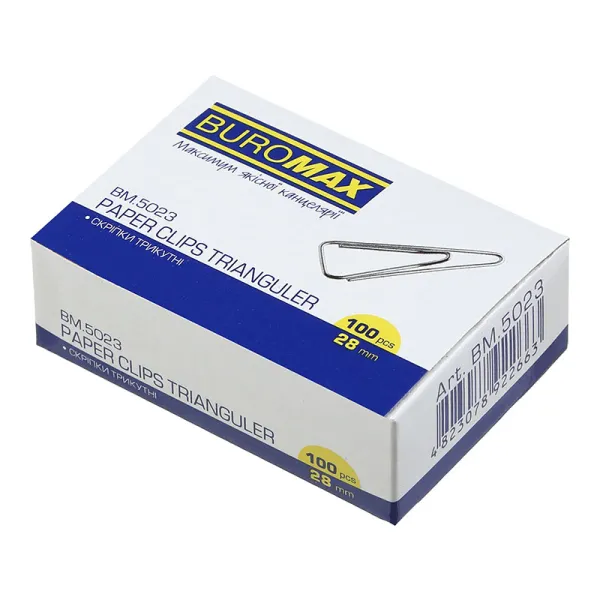 Скрепки никелированные 28 мм, 100 шт, треугольные Buromax (BM.5023) - Фото 12