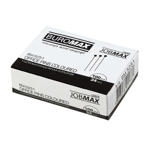 Булавки цветные 34 мм, 100 шт Buromax (BM.5251) - Фото 11