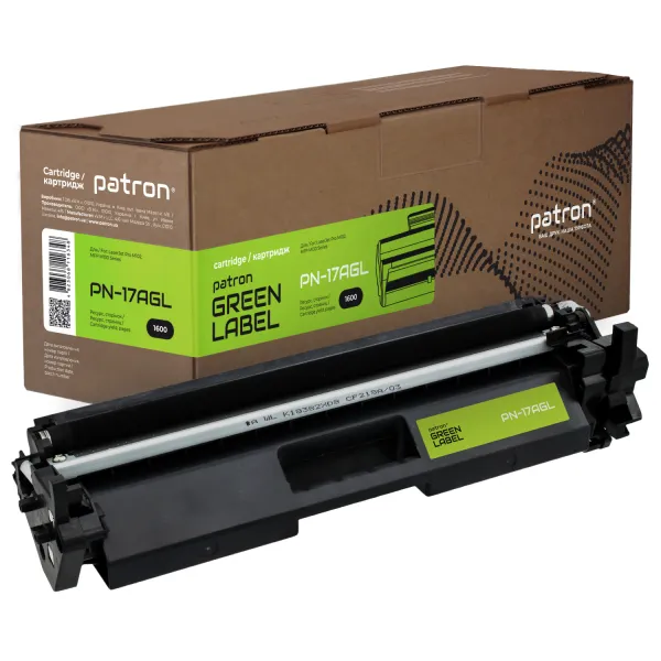 Тонер-картридж сумісний HP 17A (CF217A) Green Label Patron (PN-17AGL) - Фото 1