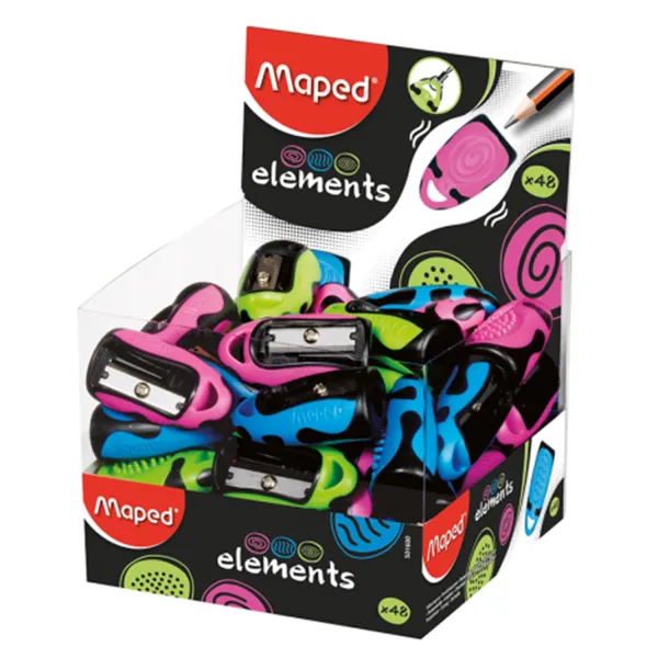 Точилка без контейнера 1 отверстие, ассорти Elements Maped (MP.501600) - Фото 1