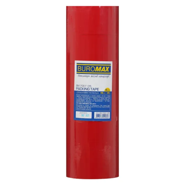 Скотч упаковочный 48мм x 35м, красный, упаковка 6 шт Buromax (BM.7007-05) - Фото 1
