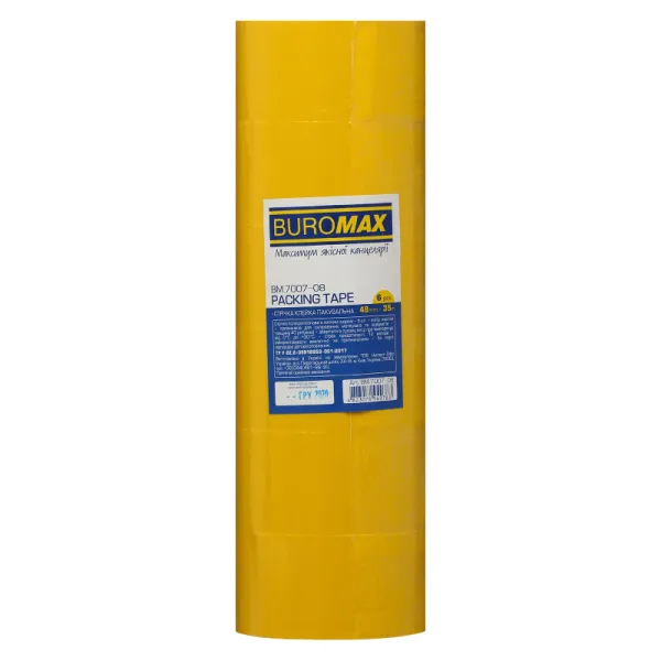 Скотч упаковочный 48мм x 35м, желтый, упаковка 6 шт Buromax (BM.7007-08) - Фото 1