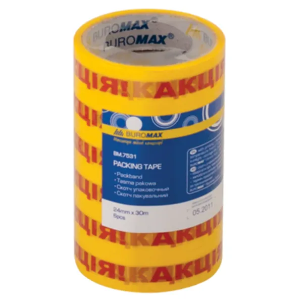 Клейка стрічка канцелярська, 24мм х 30м, з нанесенням Акція Buromax (BM.7531) - Фото 1