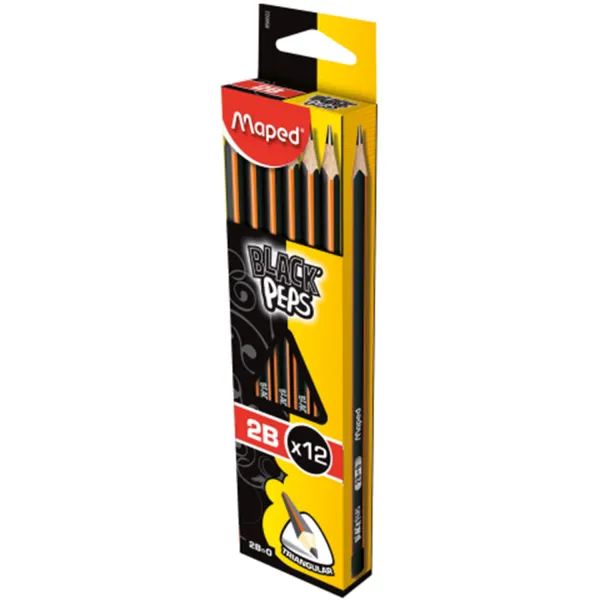 Карандаш графитовый 2B, без ластика Black Peps Maped (MP.850022) - Фото 3