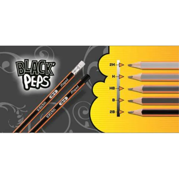 Карандаш графитовый B, без ластика Black Peps Maped (MP.850024) - Фото 4