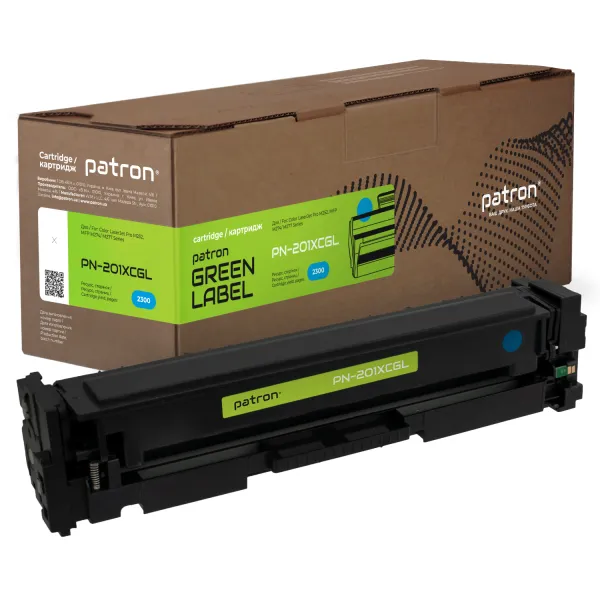 Картридж сумісний HP 201X (CF401X) блакитний Green Label Patron (PN-201XCGL) - Фото 2