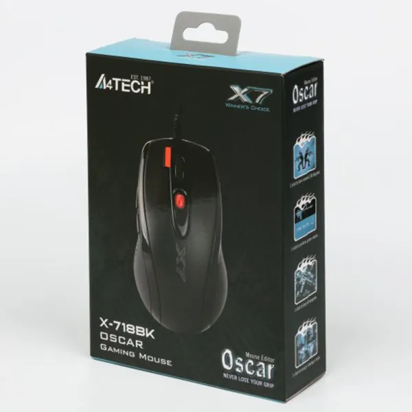 Мышь USB игровая Oscar чёрная A4Tech (X-718BK USB (Black) - Фото 2