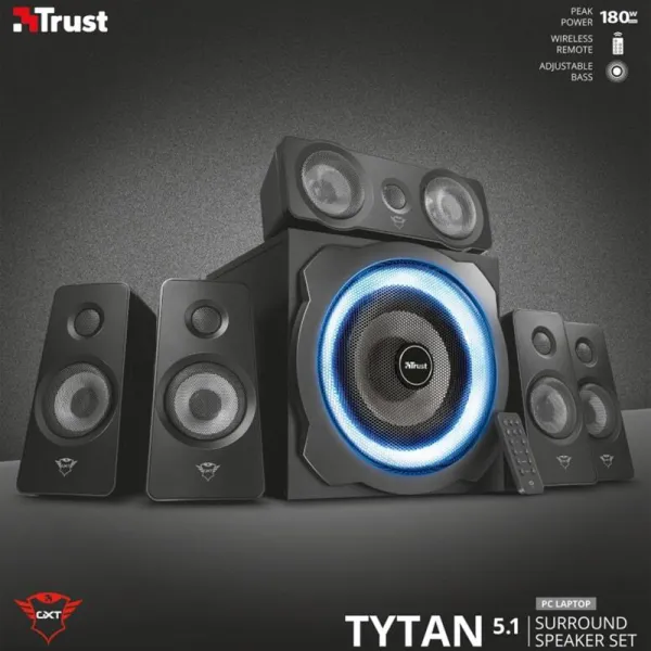 Система акустическая GXT 658 Tytan 5.1, 90Вт, AUX, чёрная Trust (21738_TRUST) - Фото 6