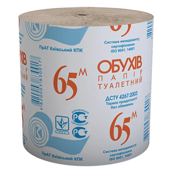 Папір туалетний 65 1 шар Обухів (тп.об65с) - Фото 1