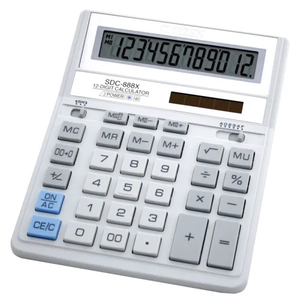 Калькулятор SDC-888 ХWH 12 разрядов, бело-серый Citizen (SDC-888 XWH)