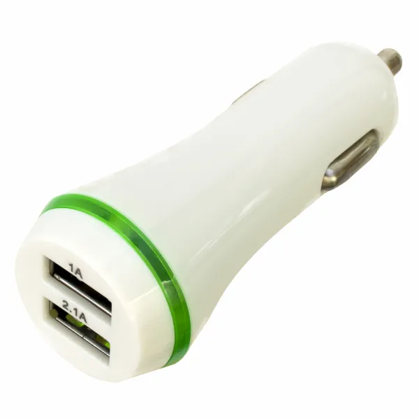 Пристрій зарядний автомобільний 2xUSB 2.0 2A/1A, білий Patron (PN-2USB-CAR-WH) - Фото 1