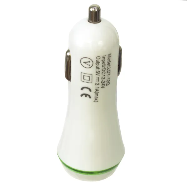 Пристрій зарядний автомобільний 2xUSB 2.0 2A/1A, білий Patron (PN-2USB-CAR-WH) - Фото 1