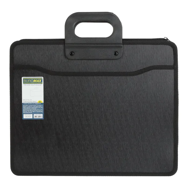 Портфель пластиковий B4 на 2 відділення, на блискавці, чорний Buromax (BM.3733-01) - Фото 5