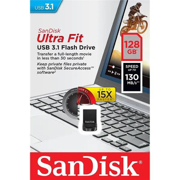 Накопитель  USB 3.1 Type-A 128GB Ultra Fit черный SanDisk (SDCZ430-128G-G46) - Фото 3