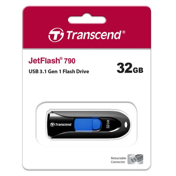 Накопичувач USB 3.1 Type-A 32GB JetFlash 790 чорний Transcend (TS32GJF790K) - Фото 2
