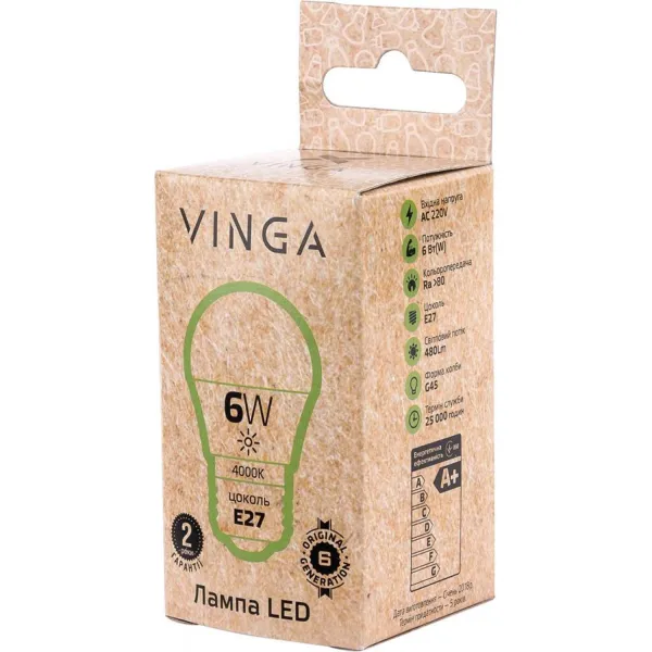 Лампа светодиодная Vinga (VL-G45E27-64L) - Фото 2