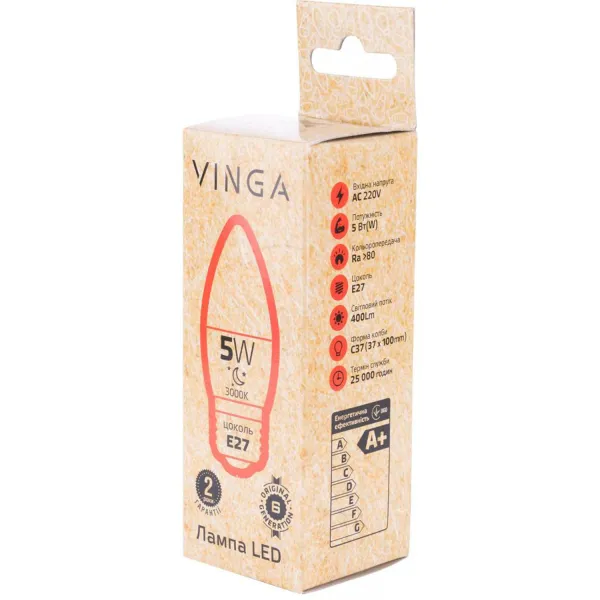 Лампа светодиодная Vinga (VL-C37E27-53L) - Фото 1