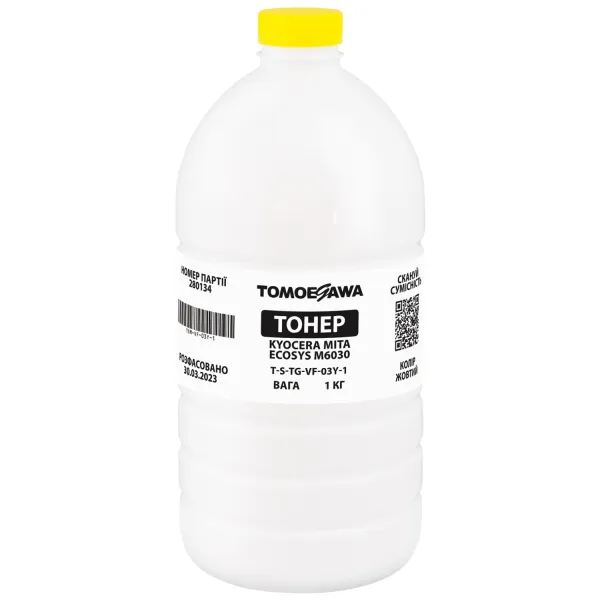 Тонер Kyocera Mita Ecosys M6030 флакон, 1 кг, жовтий Tomoegawa (TSM-VF-03Y-1) - Фото 1