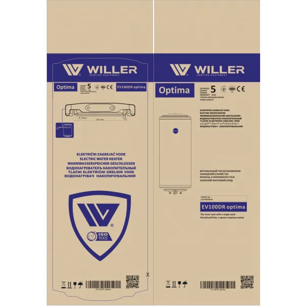 Бойлер Willer Optima EV100DR 100 л, вертикальный - Фото 4