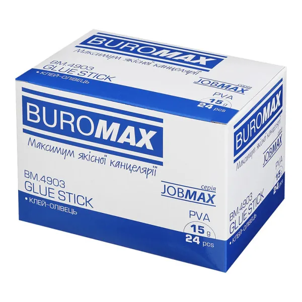 Клей-олівець PVA основа, 15 г Buromax (BM.4903) - Фото 1