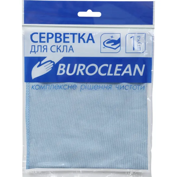 Салфетка для стекол и зеркал микрофибра, 1 шт BuroClean (10200121) - Фото 3