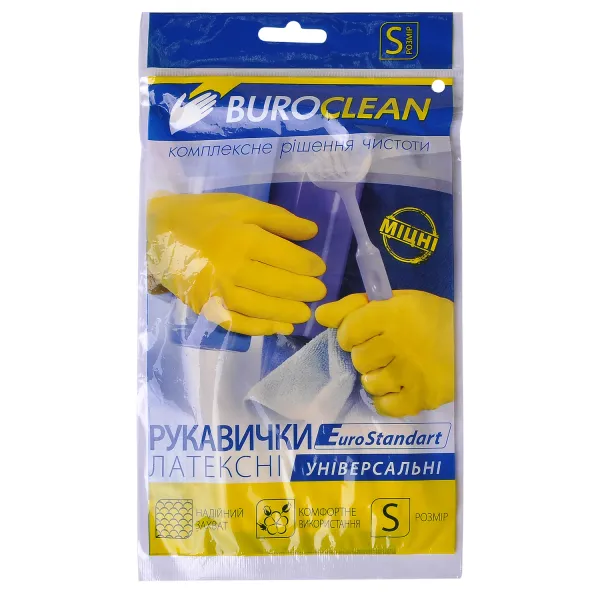 Перчатки хозяйственные, латексные, S BuroClean (4823078930729) - Фото 1