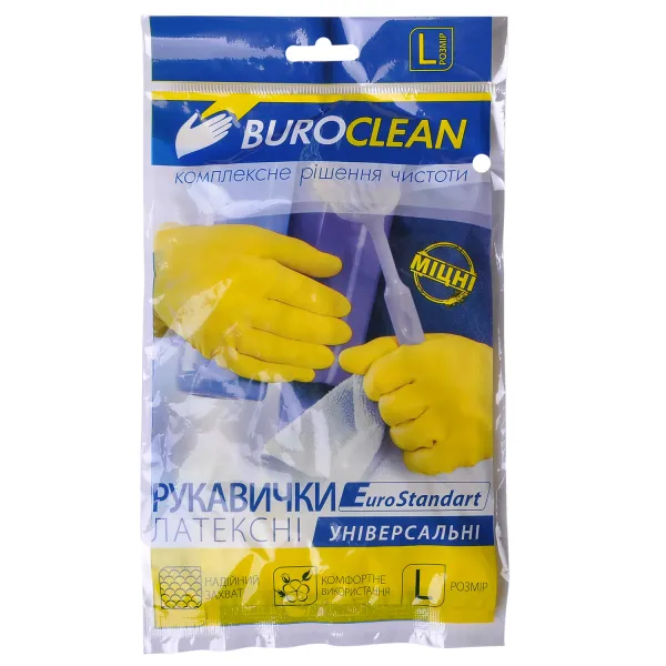Перчатки хозяйственные, латексные, L BuroClean (10200302) - Фото 3