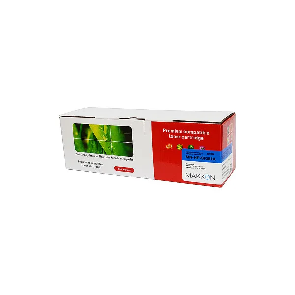 Картридж сумісний HP 130A (CF351A) блакитний Makkon (SF351A) - Фото 1