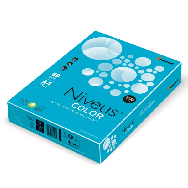 Бумага офисная А4, 80 г/м2, 500 листов, синяя Niveus Color (9003974460680)