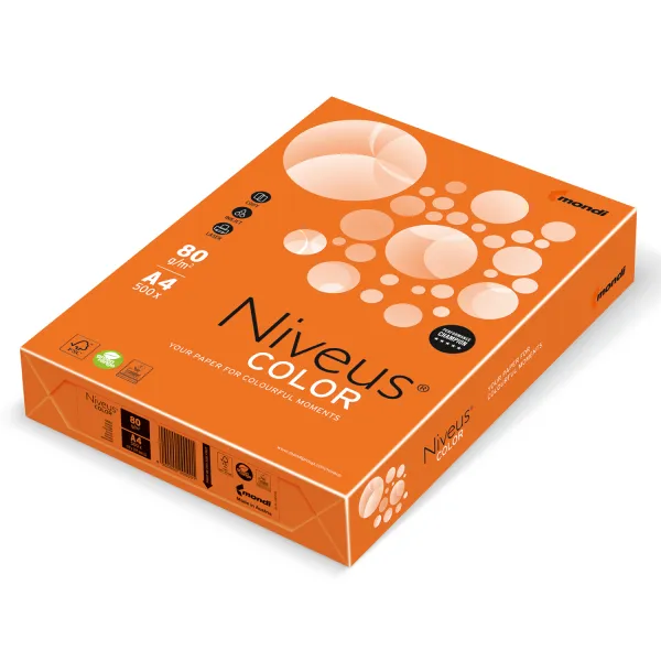 Папір офісний А4, 80 г/м2, 500 арк, помаранчевий Niveus Color (A4.80.NVI.OR43.500) - Фото 10