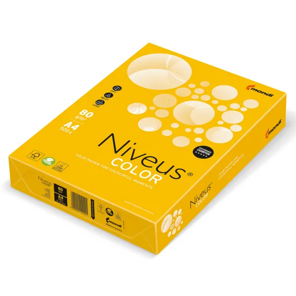 Папір офісний А4, 80 г/м2, 500 арк, сонячно-жовтий Niveus Color (A4.80.NVI.SY40.500) - Фото 11