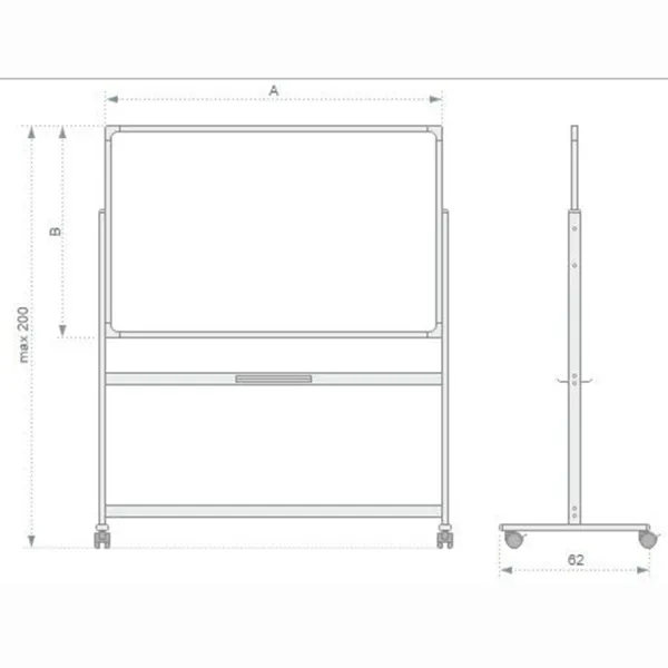 Доска двусторонняя, магнитно-маркерная, мобильная, 120х180 см 2x3 (TDS1218) - Фото 2